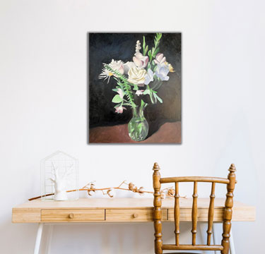 bouquet of flowers painting - burlington art - art for sale