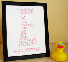 Style: Initial is for ... child's name pink print