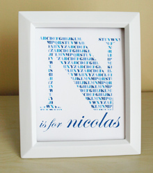 Style: Initial is for ... child's name  blue print
